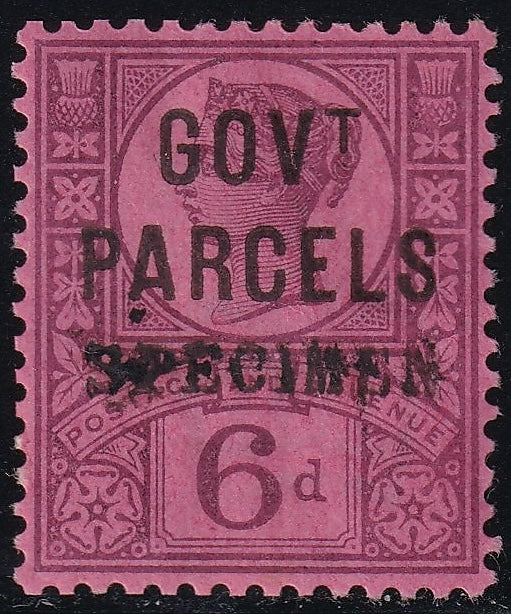 GB 1887 6d GOVT PARCELS Specimen Type 9