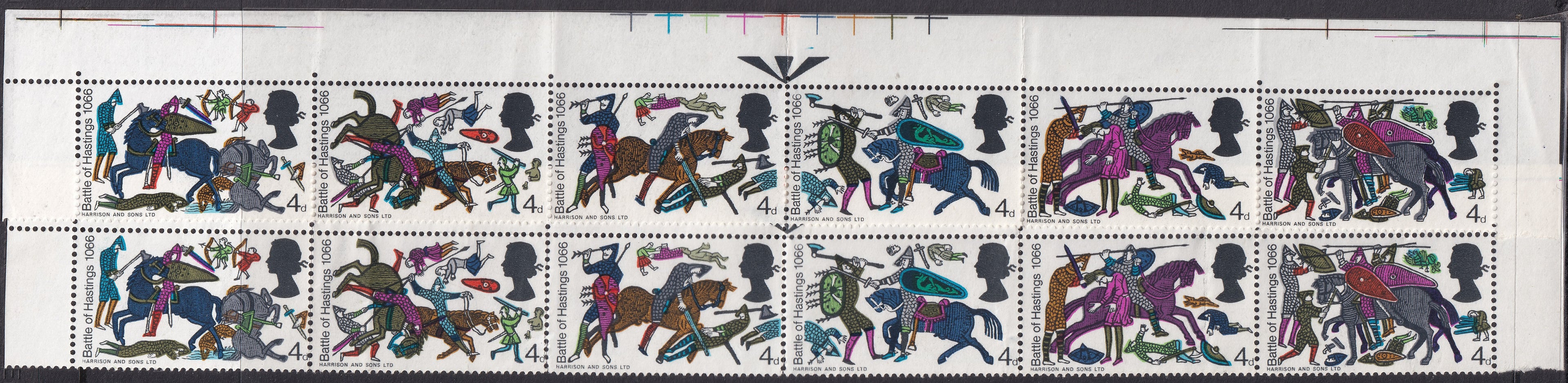 GB 1966 BOH 4d UM Strip of Six Grey Shift