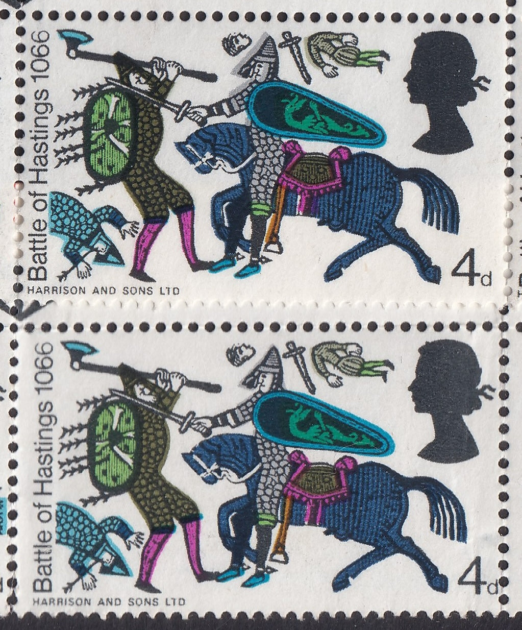 GB 1966 BOH 4d UM Strip of Six Grey Shift