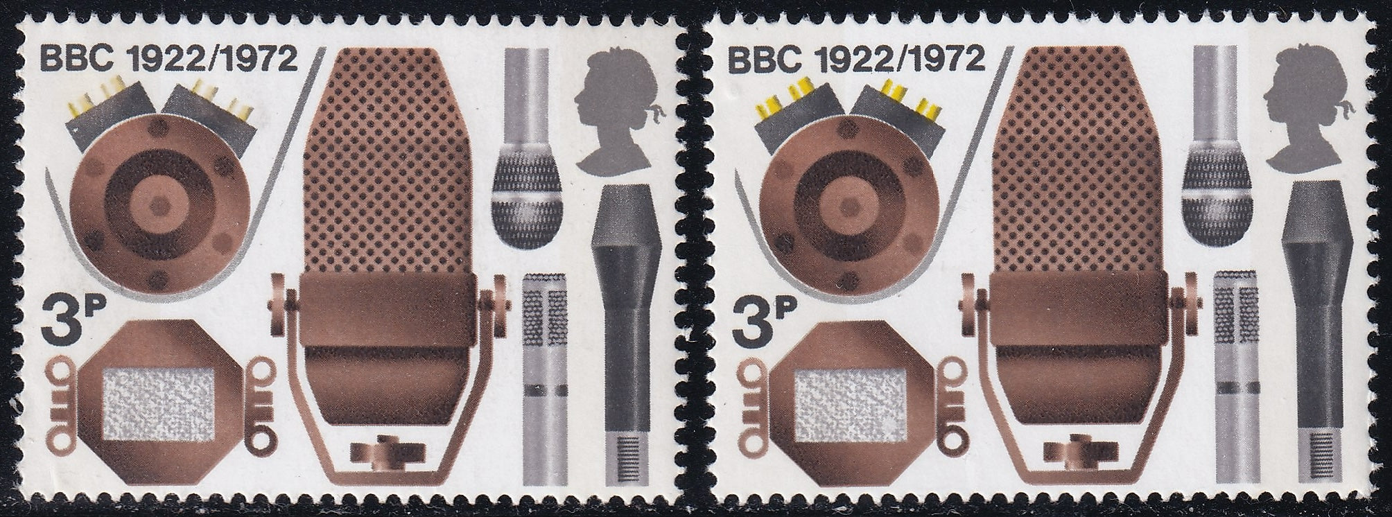 GB 1972 3p UM Greenish Yellow Dry Print Variety
