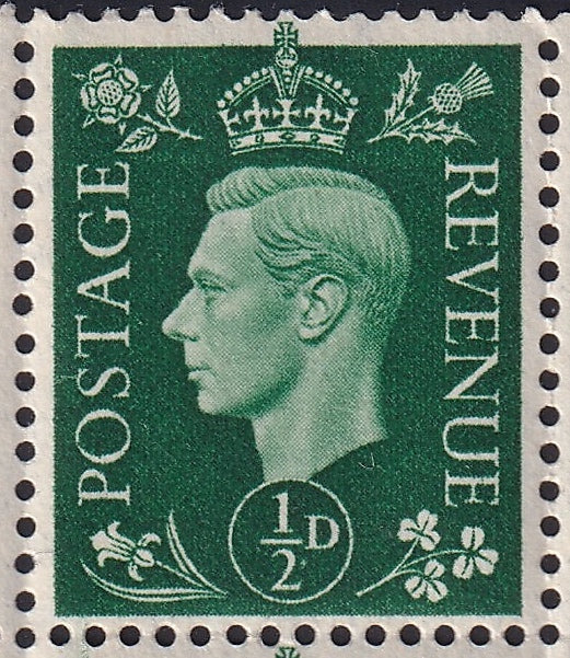 Great Britain 1937 Halfpenny ½d Green Variety Unlisted Spot Unmounted Mint Marginal Block of Six