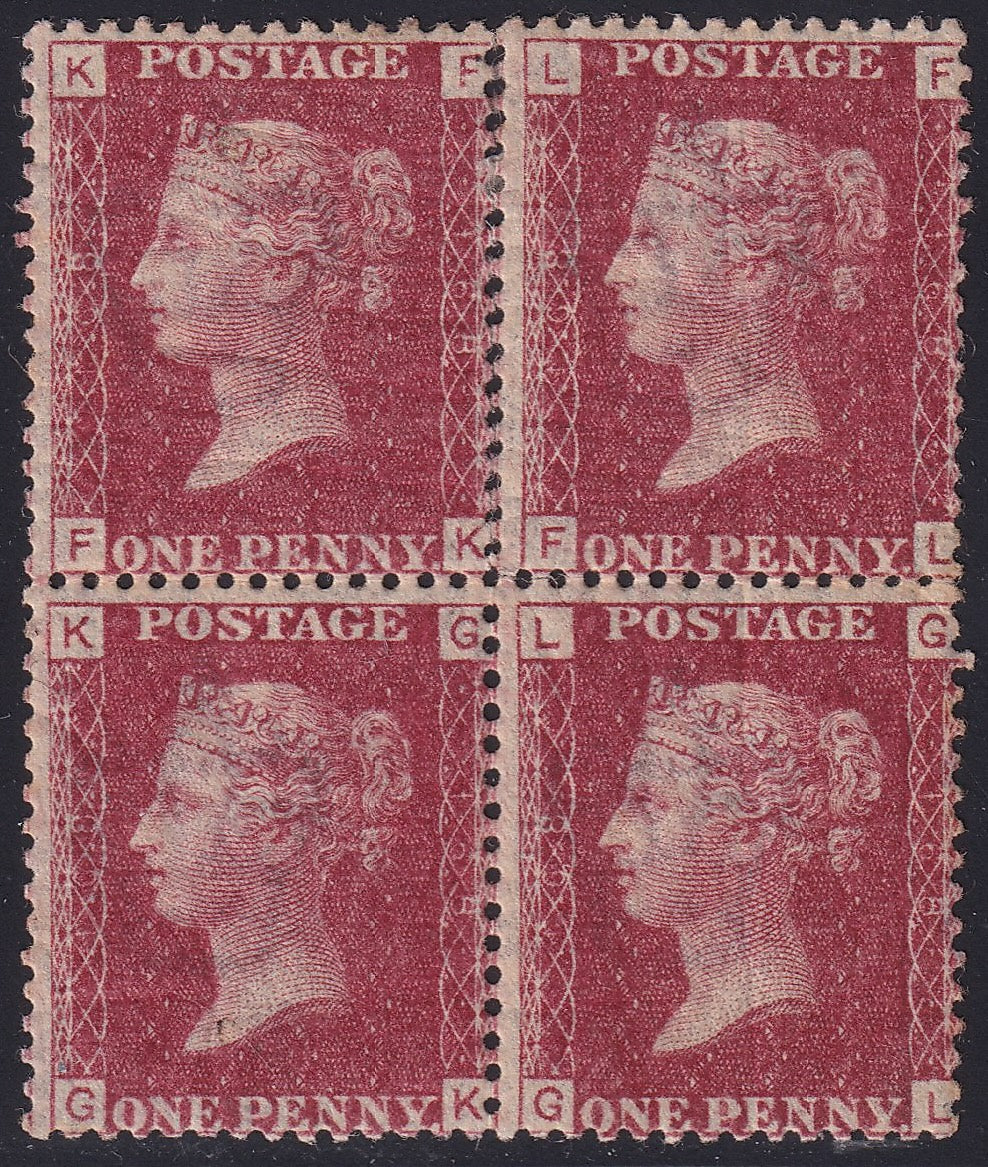 GB 1864 1d Pl.168 Mint Block of Four