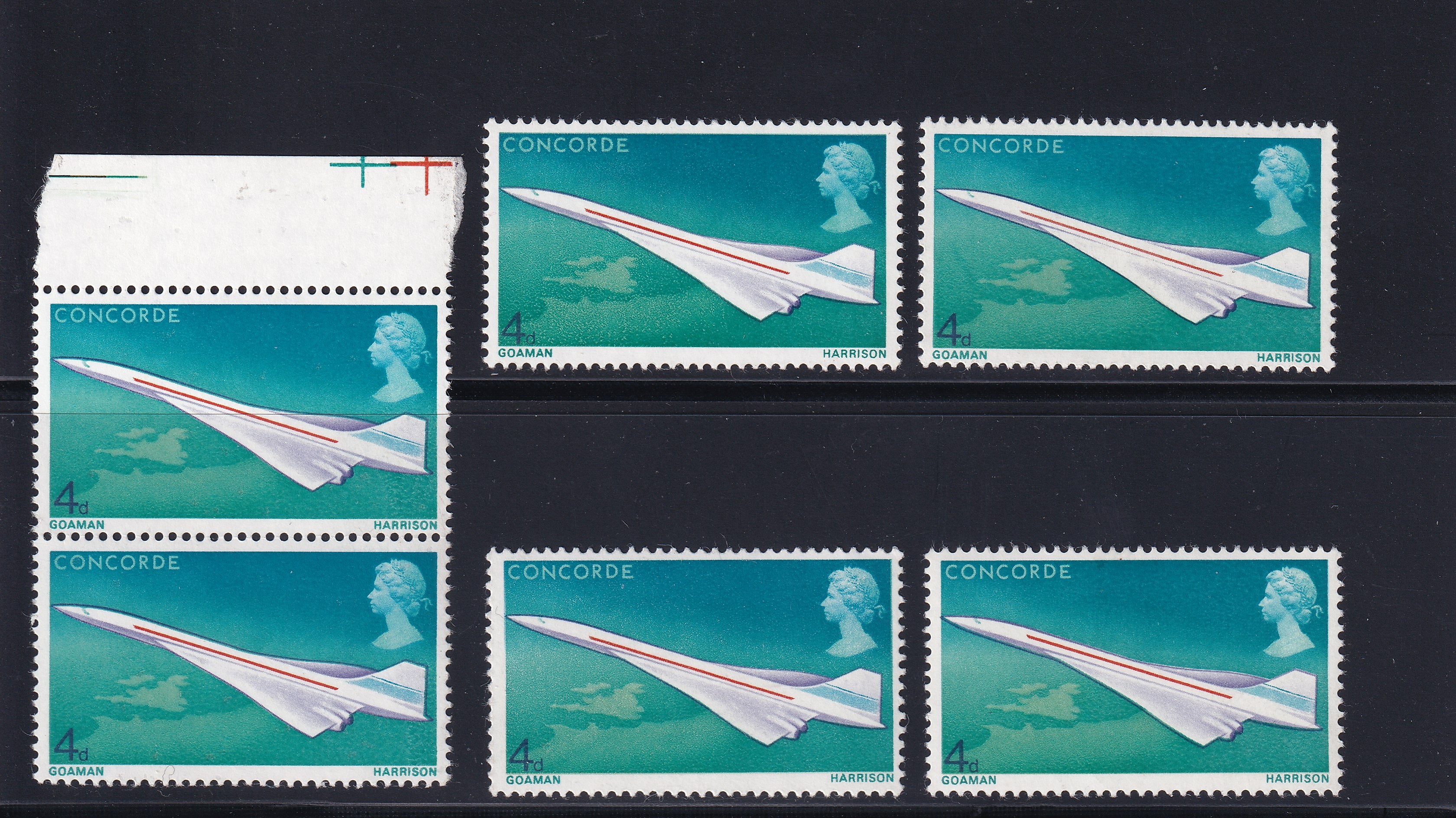 Great Britain 1969 4d Concorde Varieties Mint Selection Unmounted Mint and Mounted Mint