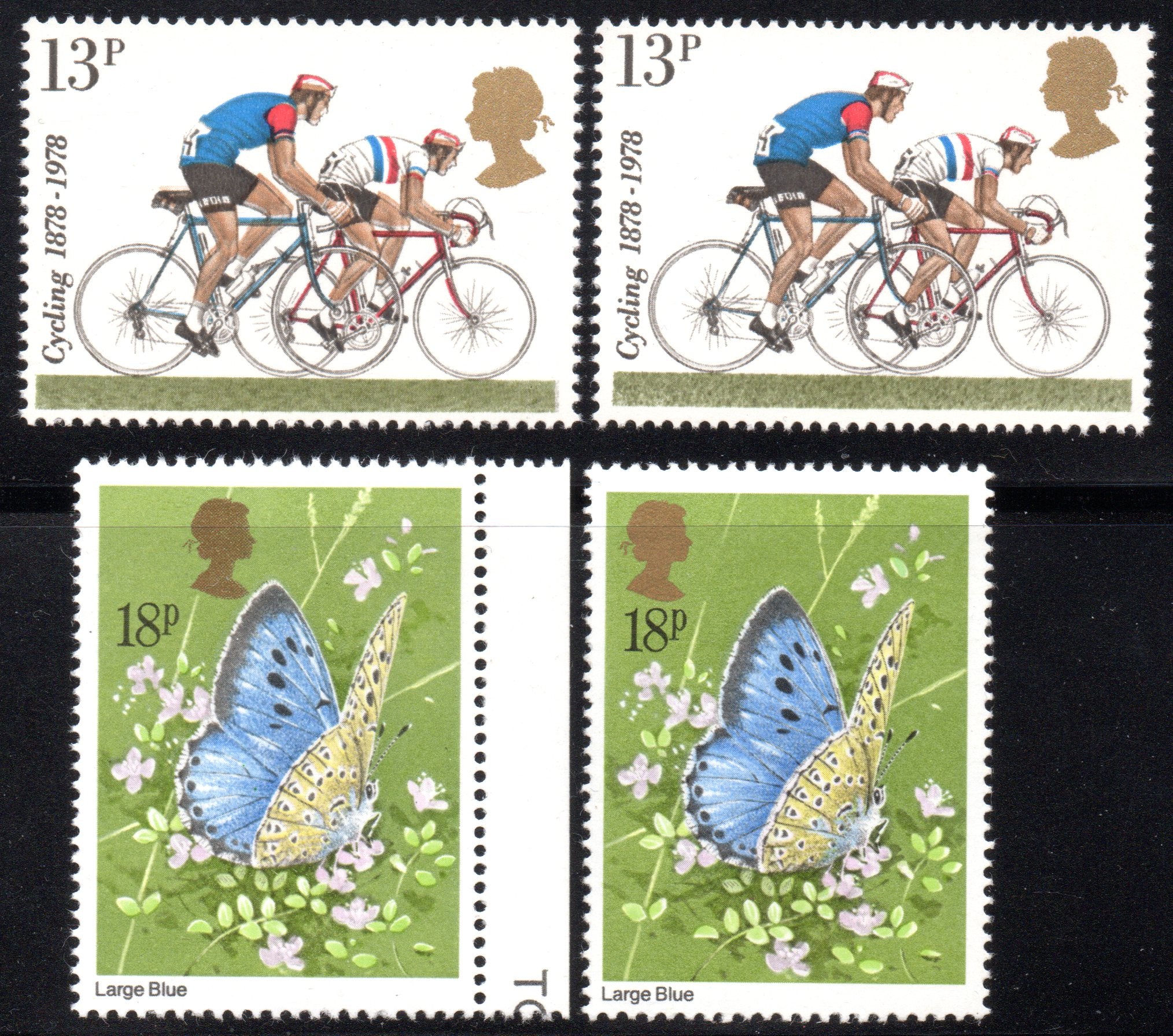 Great Britain 1978 to 1981 Varieties Gold Shift Unmounted Mint Pair