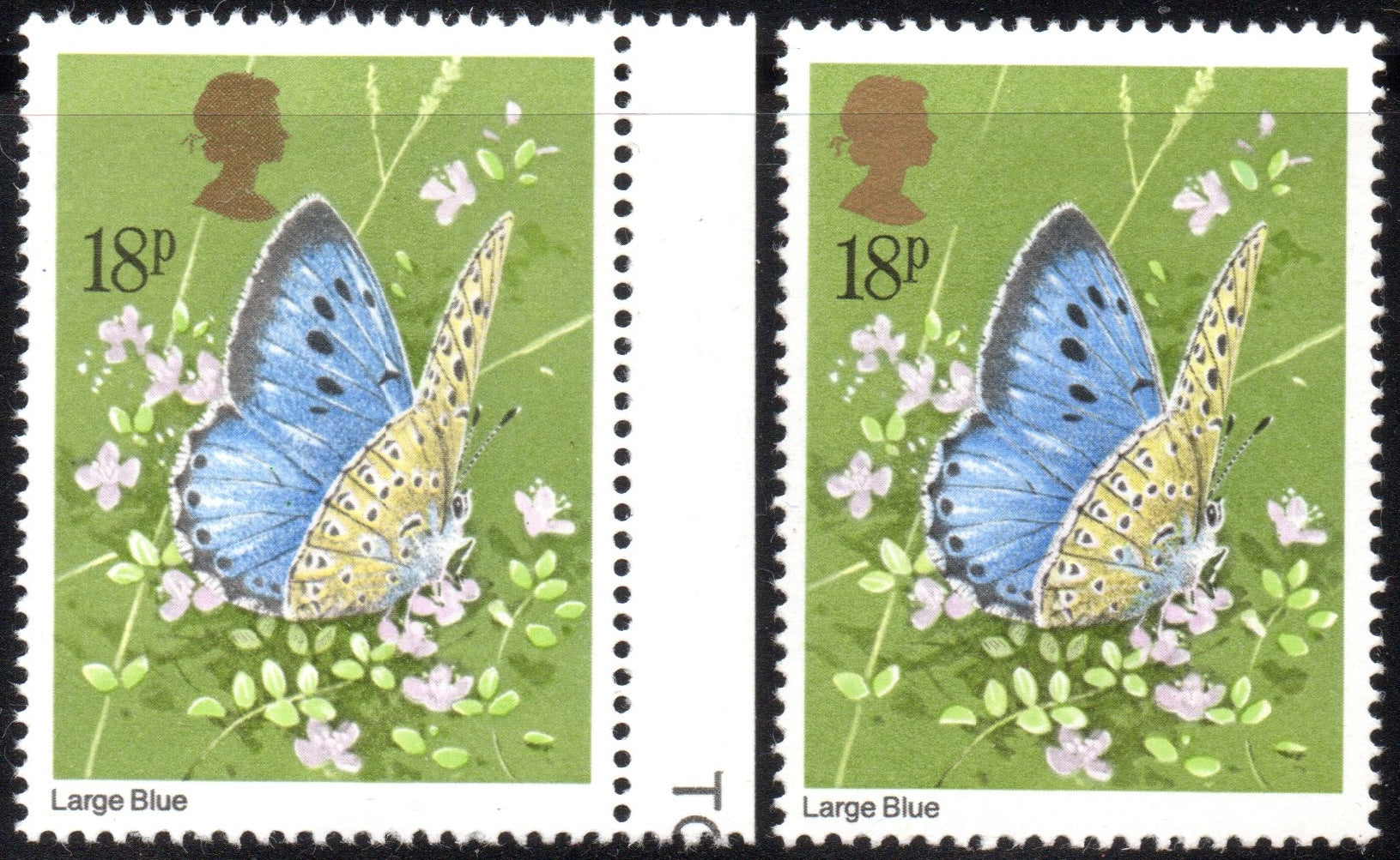 Great Britain 1978 to 1981 Varieties Gold Shift Unmounted Mint Pair