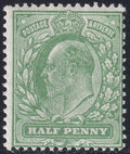 GB 1911 ½d UM Bright Green Shade with Variety Break