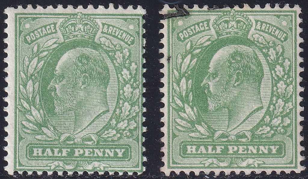 GB 1911 ½d UM Bright Green Shade with Variety Break