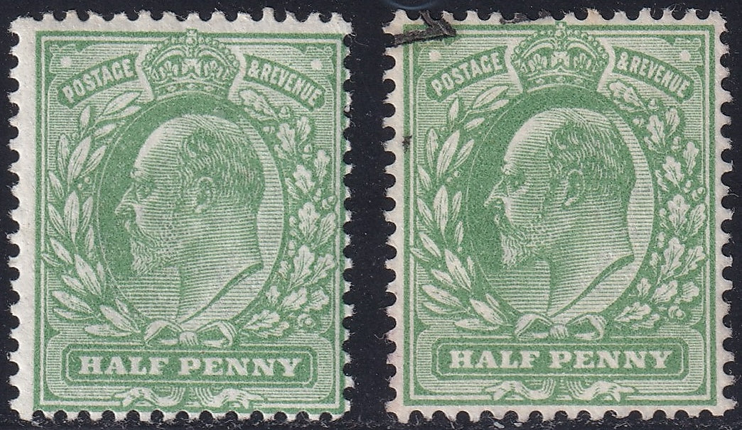 GB 1911 ½d UM Bright Green Shade with Variety Break