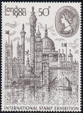 GB 1980 50p LMM Variety 'INTERNATIONAL STAMP EXHIBITION' DOUBLED
