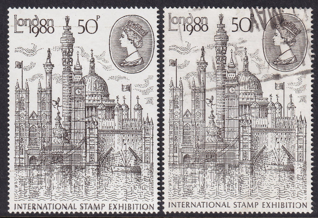 GB 1980 50p LMM Variety 'INTERNATIONAL STAMP EXHIBITION' DOUBLED