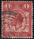 GB 1929 1d Scarlet CDS Varnish (Shiny) Ink