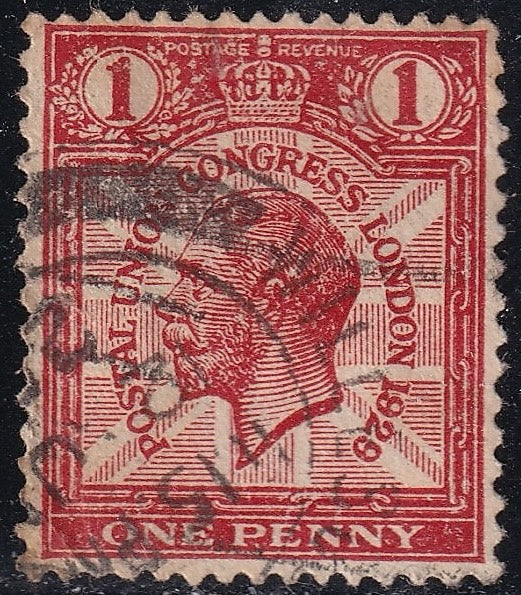 GB 1929 1d Scarlet CDS Varnish (Shiny) Ink