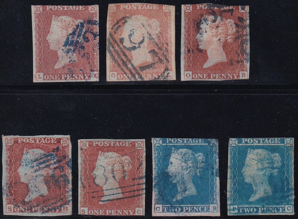 GB 1841 1d & 2d Selection All with Blue Cancels