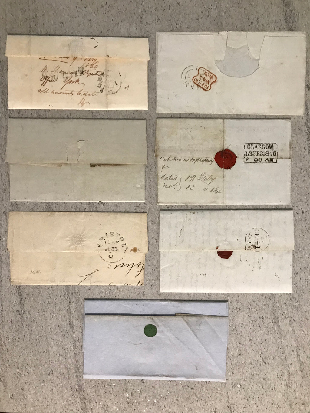 GB 1830/49 Seven Pre-stamp & Non-stamp Entires/Wrappers