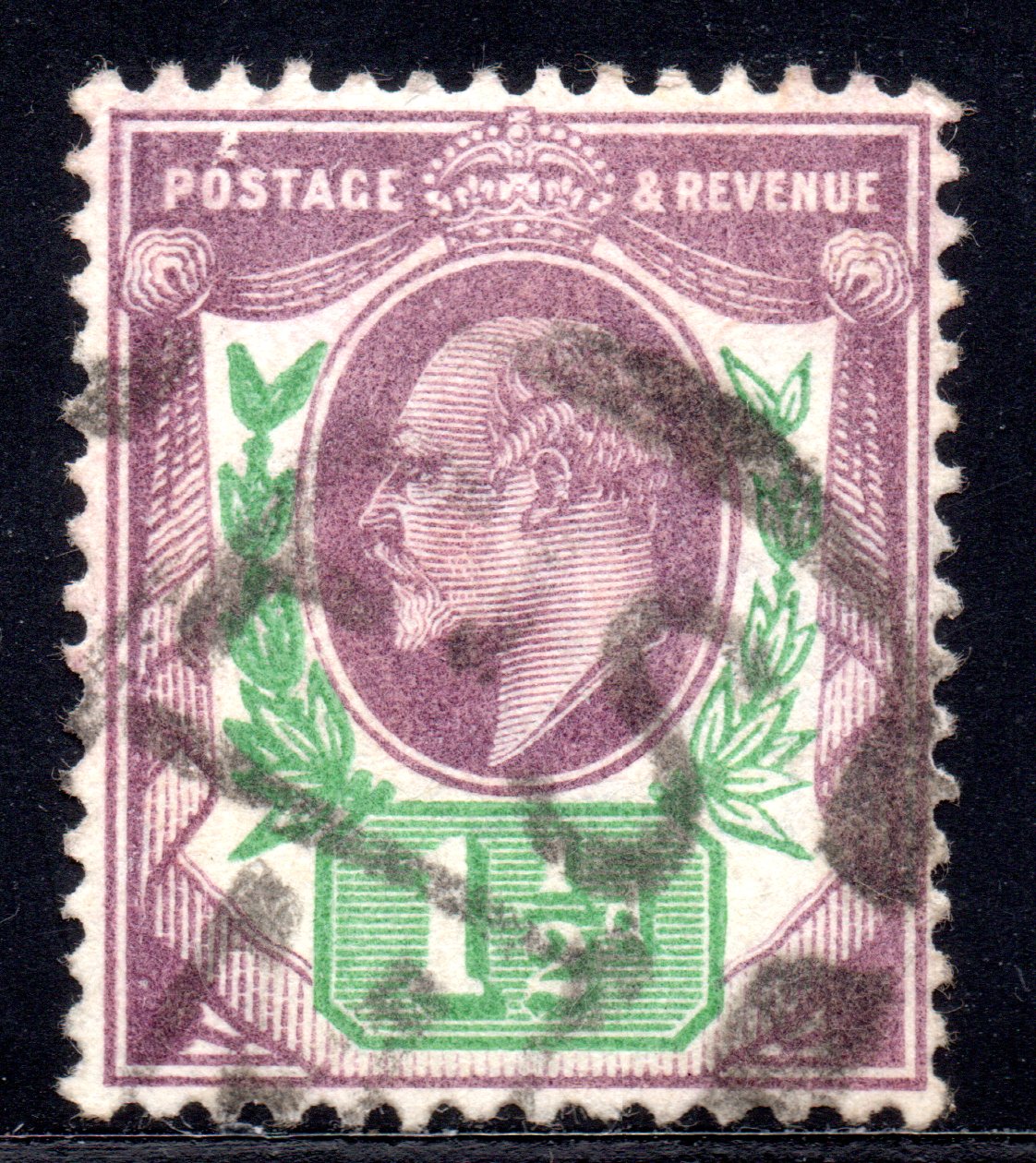 GB 1912 1½d SH FU with Varieties