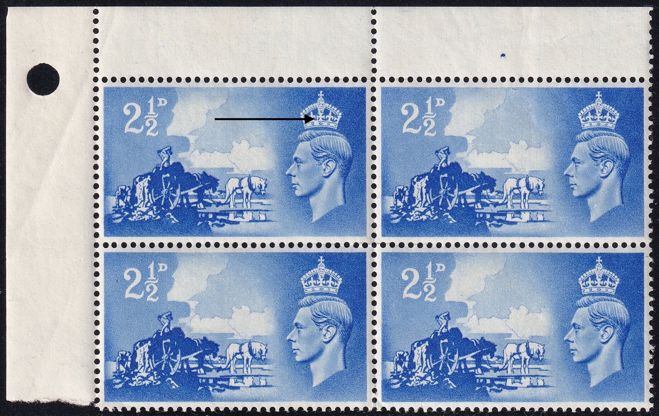 Great Britain 1948 2.5d Stamp Unmounted Mint Block of Four