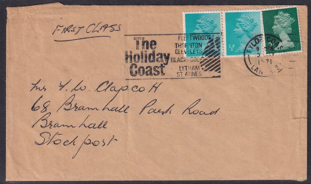 Great Britain 1971 Fylde Coast Envelope Phosphor Varieties Postal History