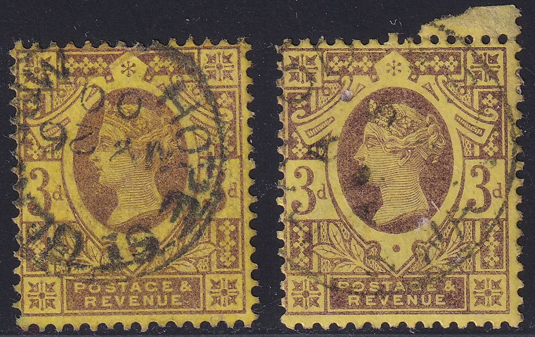 Great Britain 1887 3d Jubilee CDS Used Excellent Offset Reverse Variety