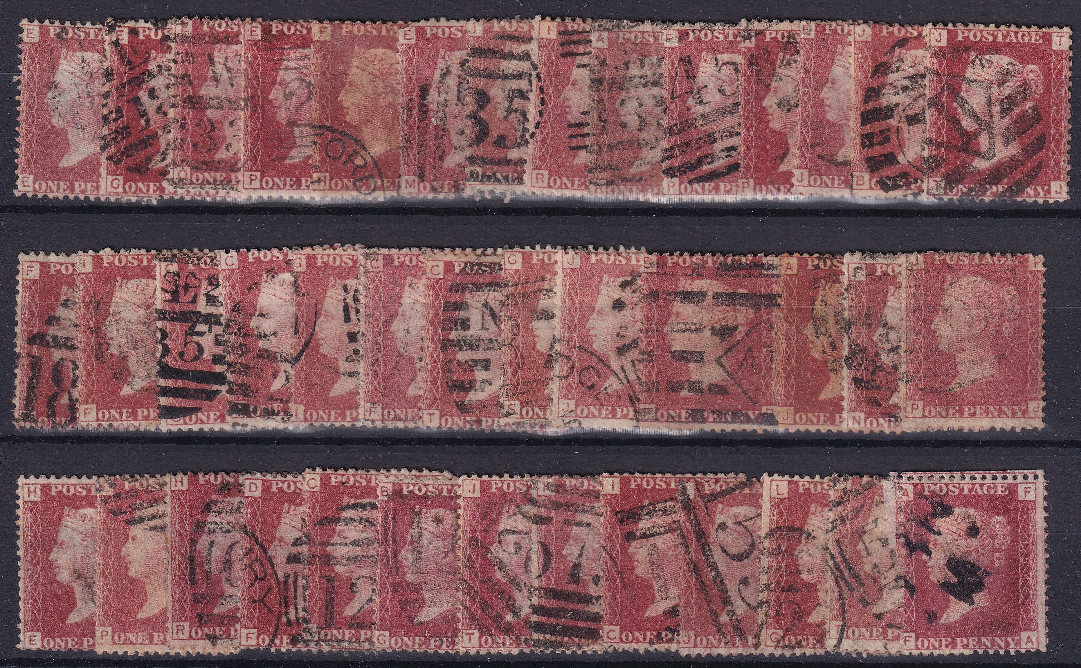 Great Britain 1864 1d Penny Red Plates Mainly Fine Used Collection