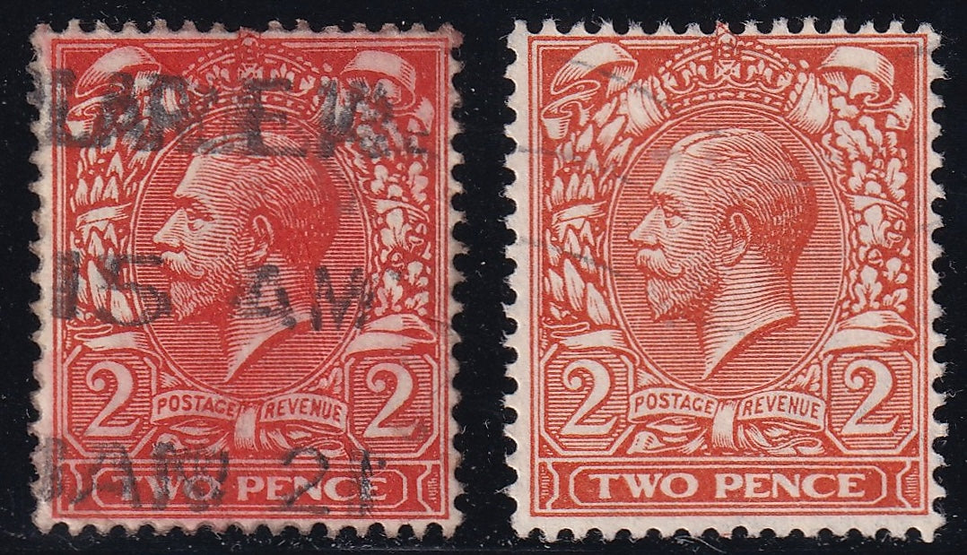 Great Britain 1912 2d Intense Bright Orange Shade Used January 1921
