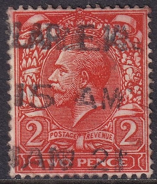 Great Britain 1912 2d Intense Bright Orange Shade Used January 1921