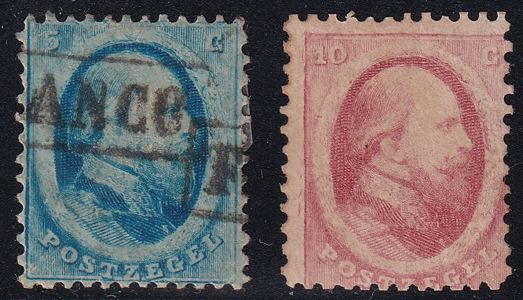 Netherlands 1864 5c and 10c Used Stamps