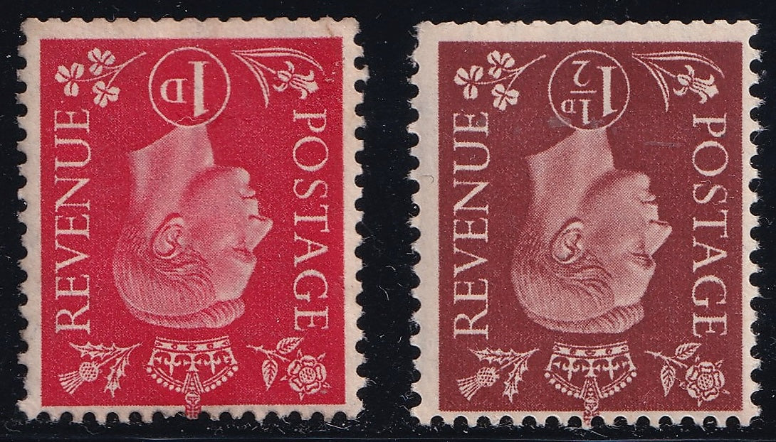 Great Britain 1937 1d Scarlet 1.5d Red-Brown Unmounted Mint  Watermark Inverted Pair
