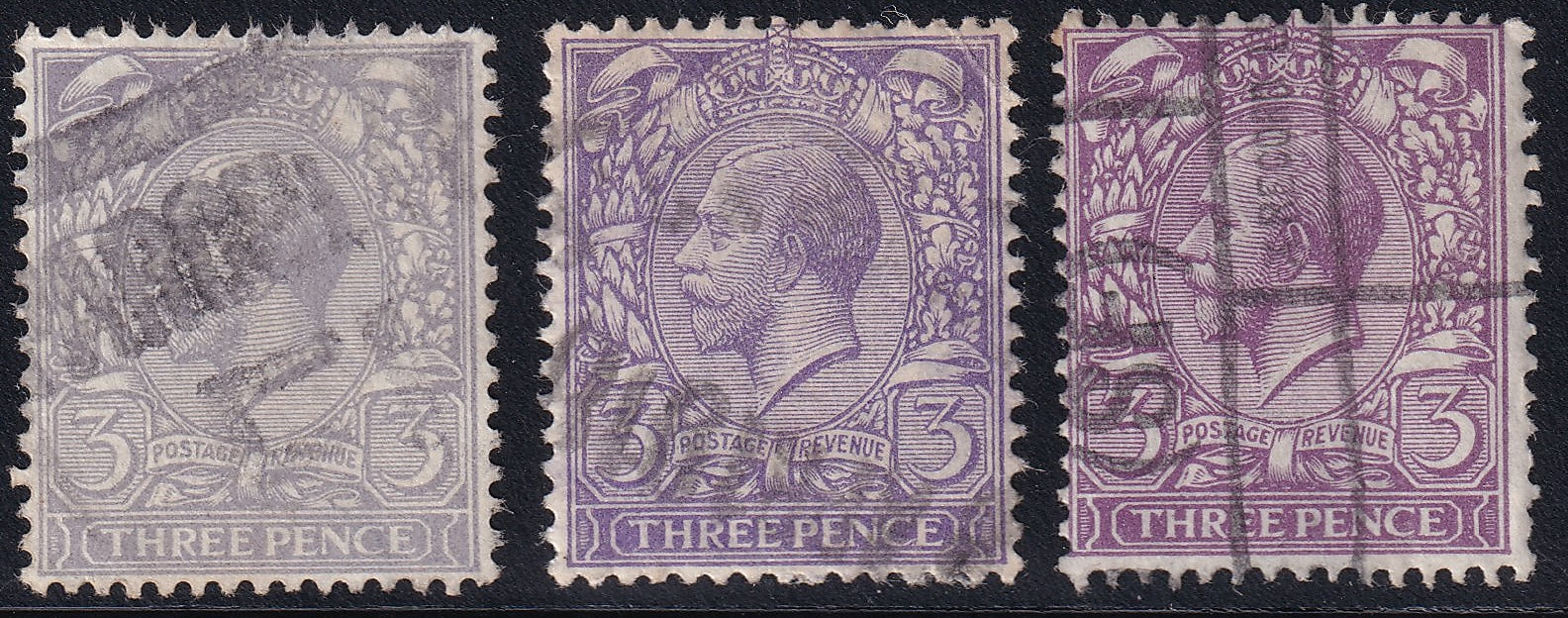 Great Britain 1913 3d Very Pale Violet Shade Used Stamp