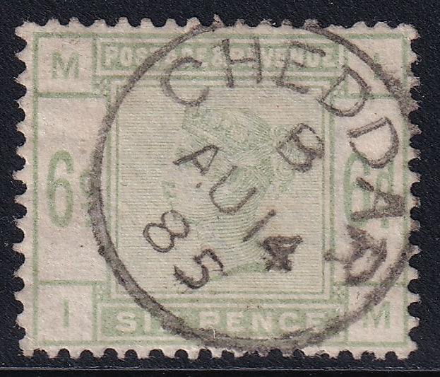 Great Britain 6d Dull Green Cheddar CDS Used Stamp
