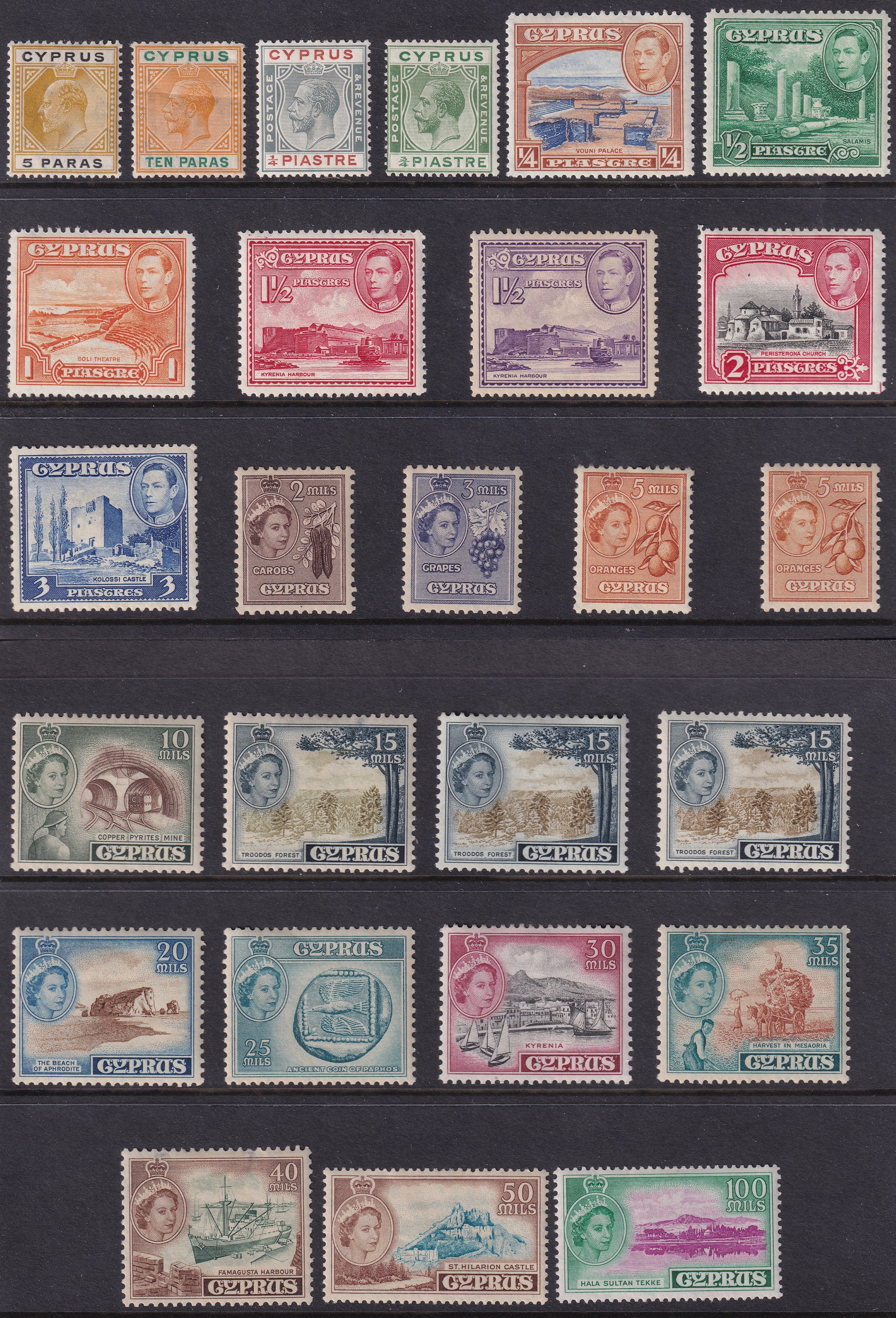 Cyprus 1908-60 Stamps Mint Selection with Shades to 100 Mils