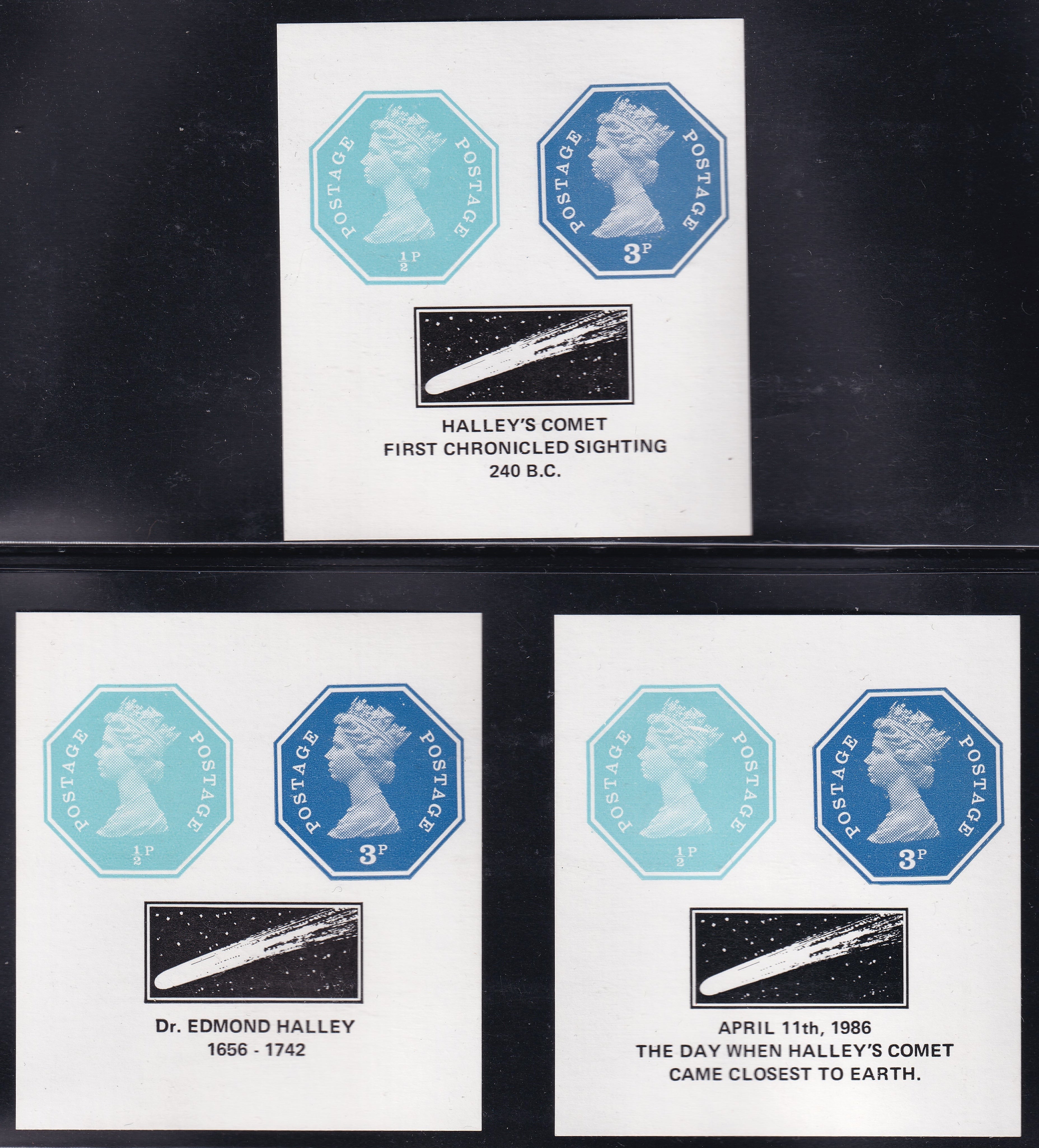 Great Britain 1986 Halfpenny and 3d Octagonal Pairs Stamps Unmounted Mint Reference Halley's Comet