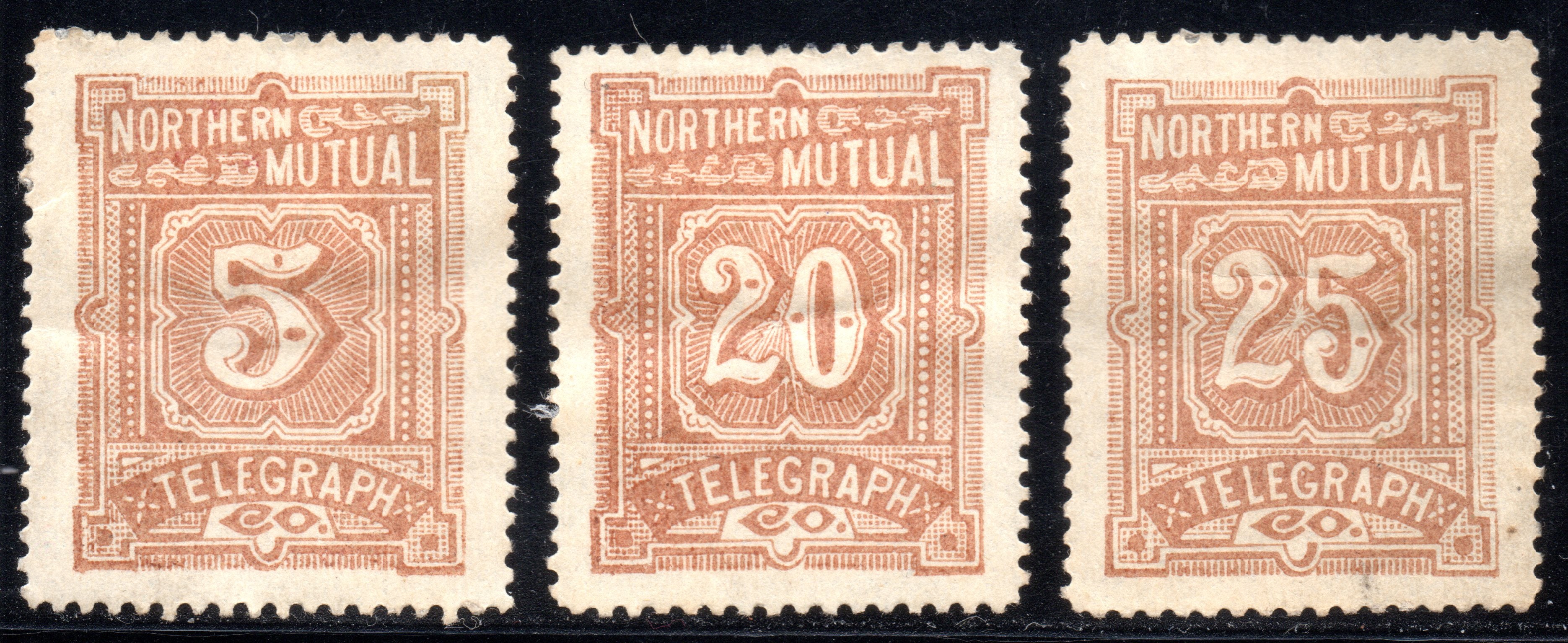Great Britain 1883 Northern Mutual Telegraph Original Perf 14 Mint Stamps