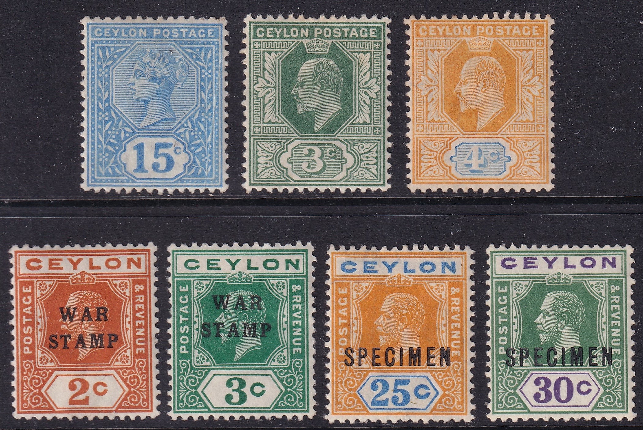 Ceylon 1893 QV to KGV Stamps Unmounted Mint and Mounted Mint Selection with Specimens