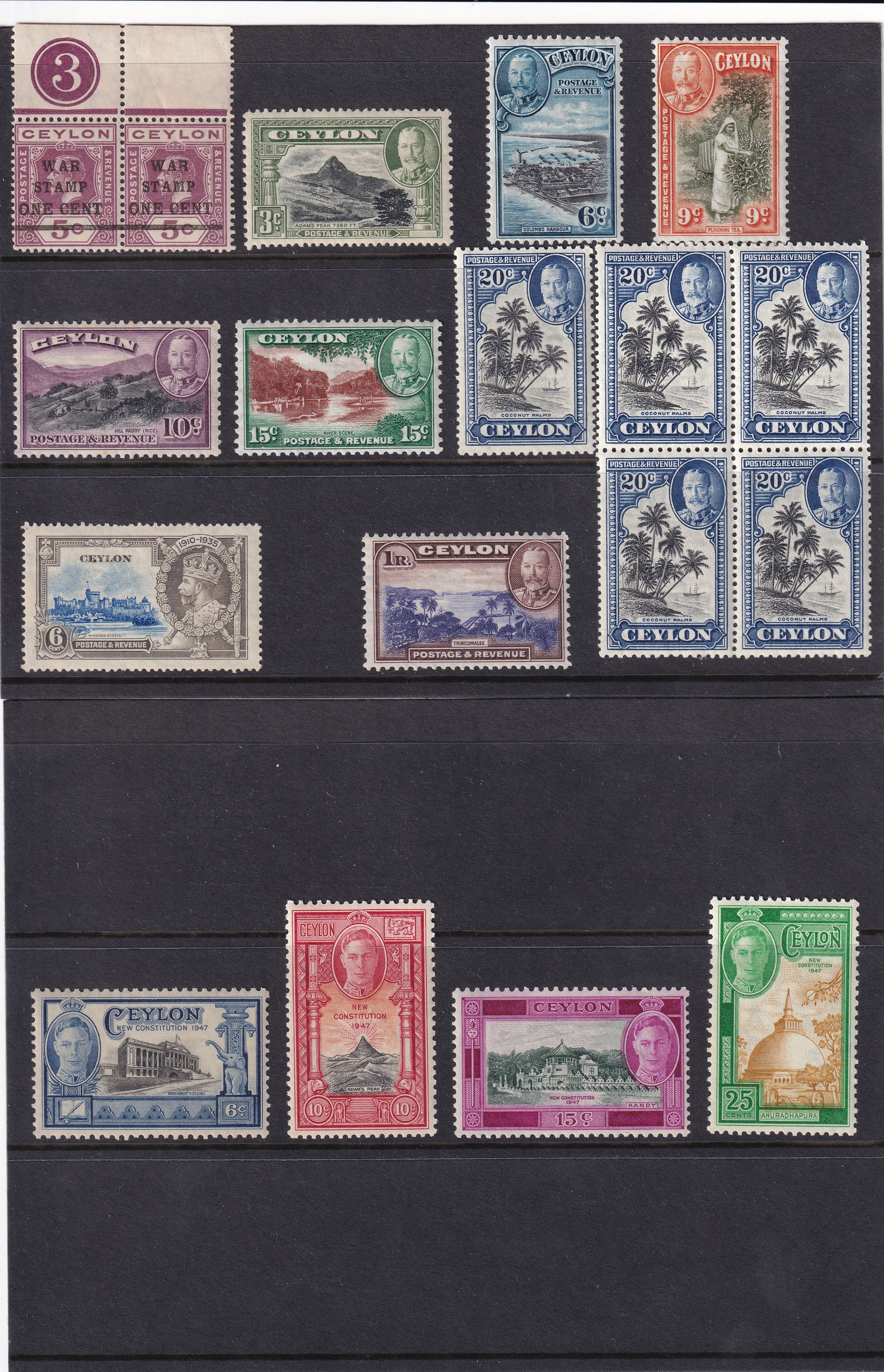 Ceylon 1893 QV to KGV Stamps Unmounted Mint and Mounted Mint Selection with Specimens