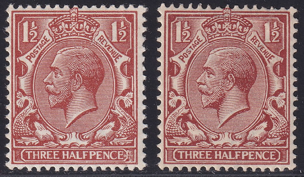 Great Britain 1912 Mint 1.5d Bright Chestnut with Variety Stamp