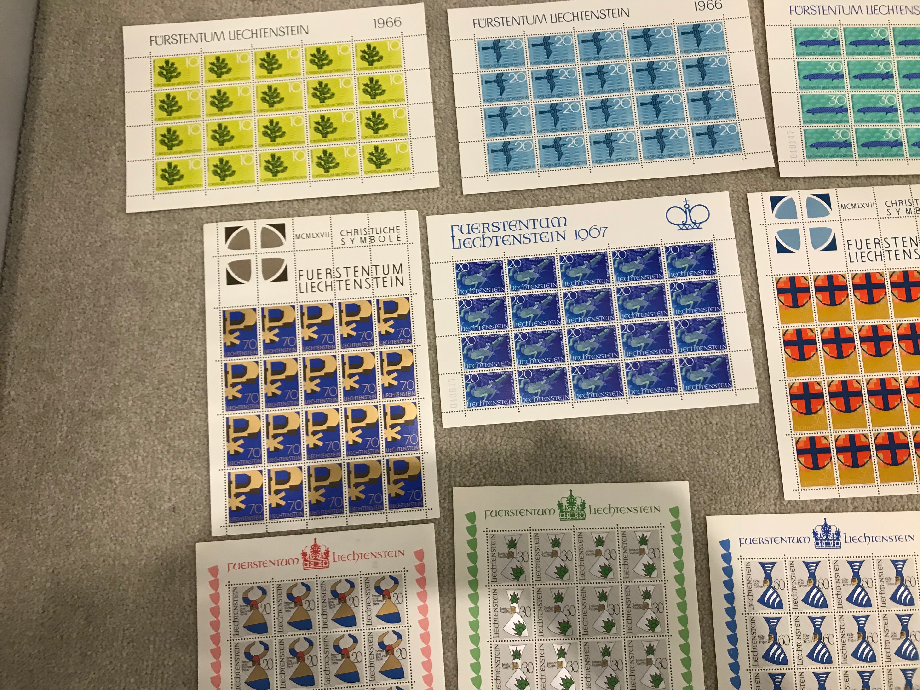 Liechtenstein Stamps Unmounted Mint Miniature Sheets Collection