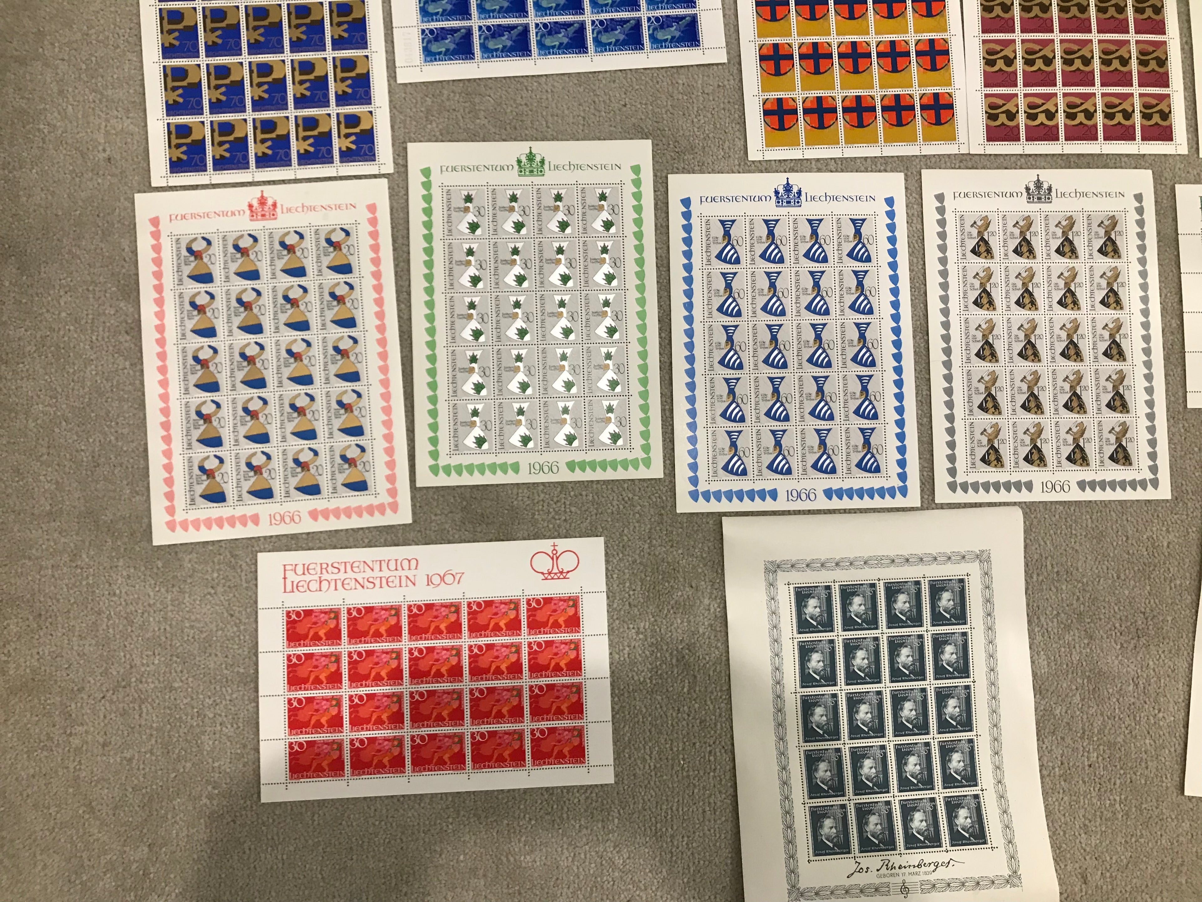 Liechtenstein Stamps Unmounted Mint Miniature Sheets Collection