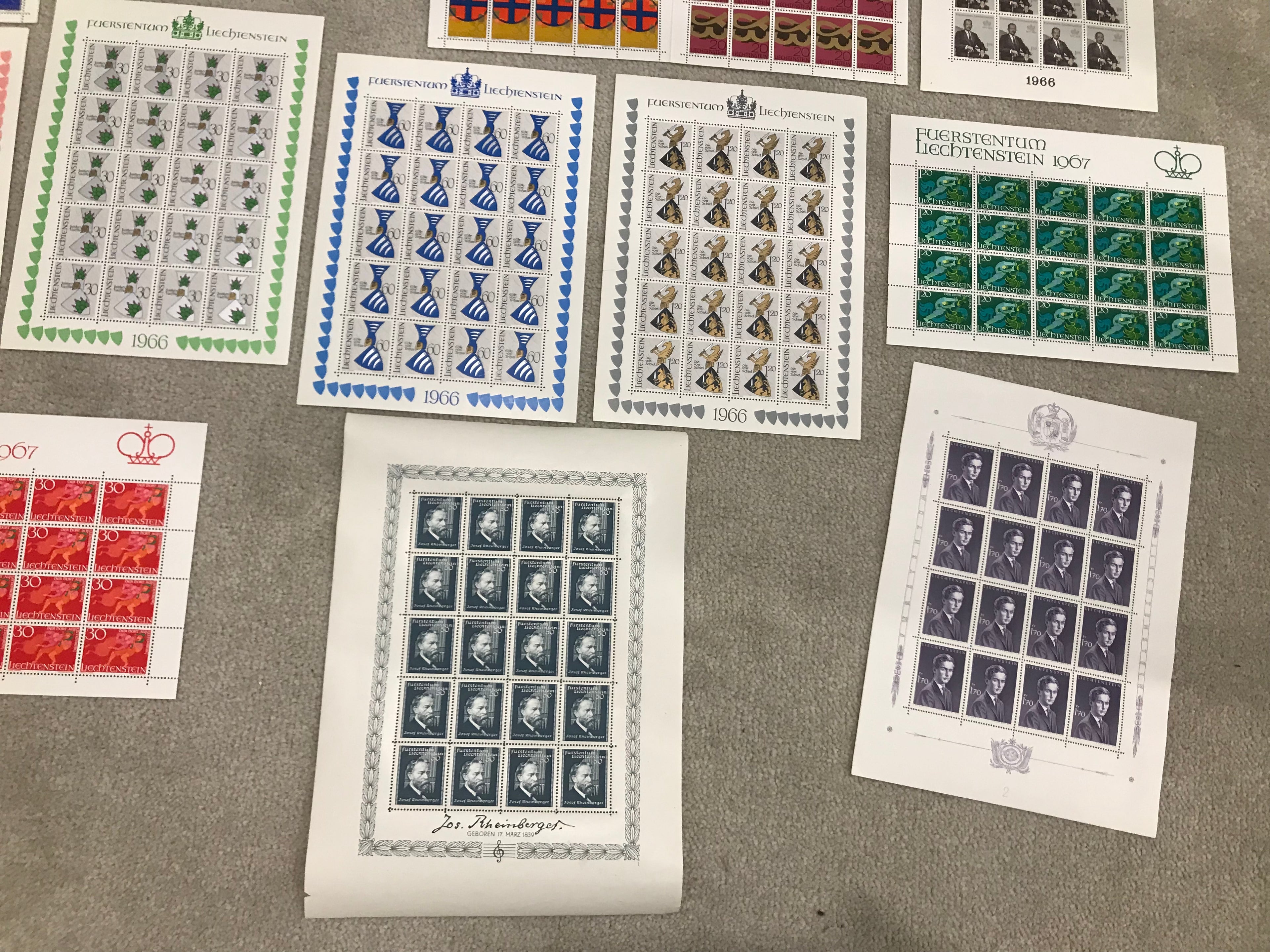 Liechtenstein Stamps Unmounted Mint Miniature Sheets Collection