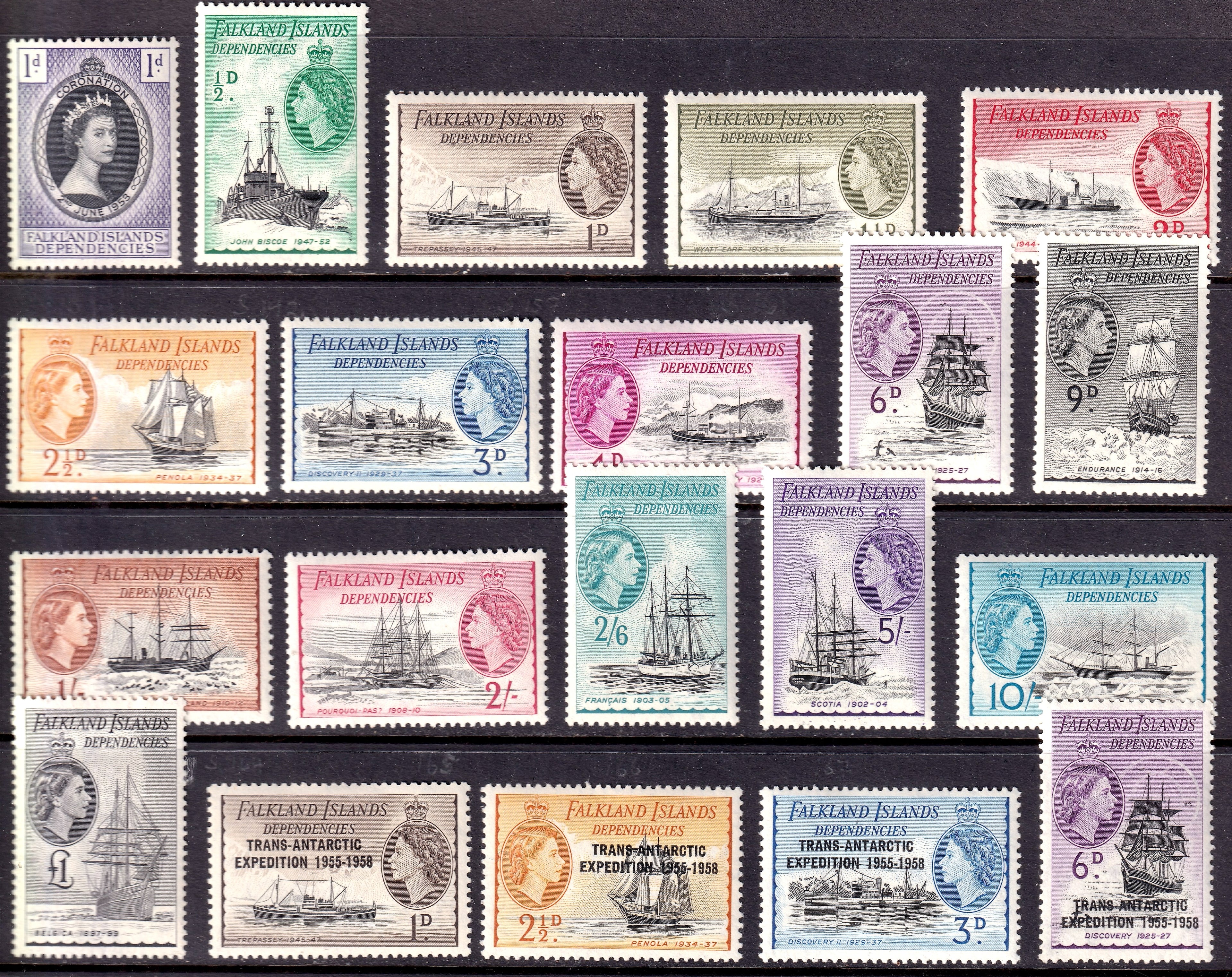 Falkland Islands Dependencies 1954 to 1971 Fresh Mint Sets