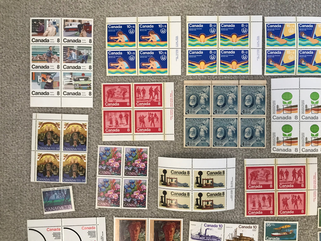 Canada Fine Mint and Mng Stamps Selection with Corner Imprint Blocks