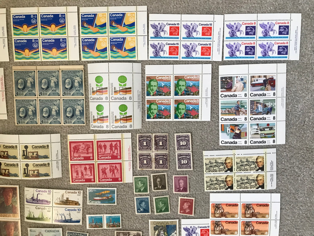 Canada Fine Mint and Mng Stamps Selection with Corner Imprint Blocks