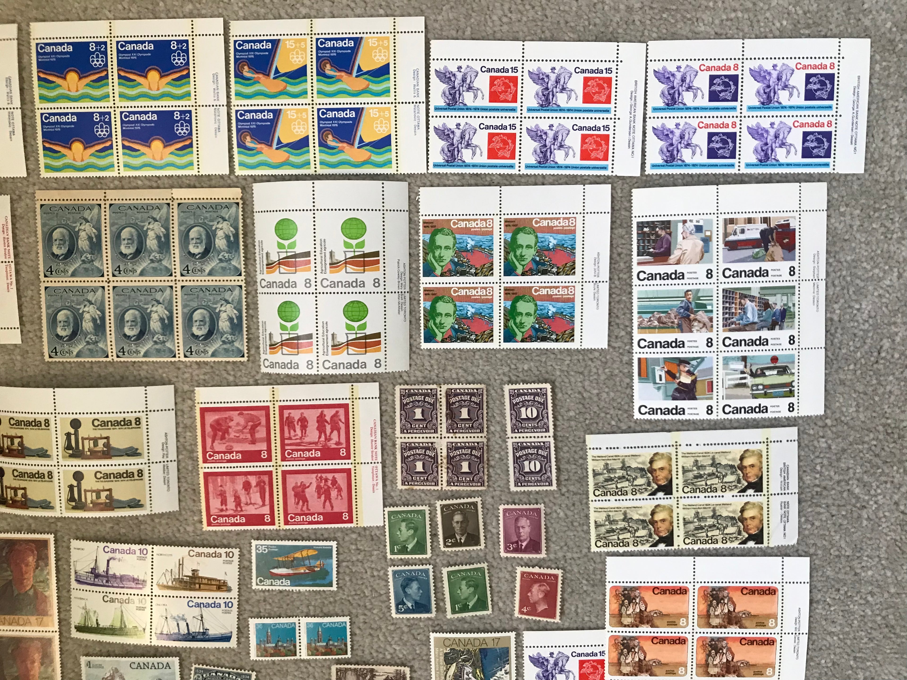 Canada Fine Mint and Mng Stamps Selection with Corner Imprint Blocks