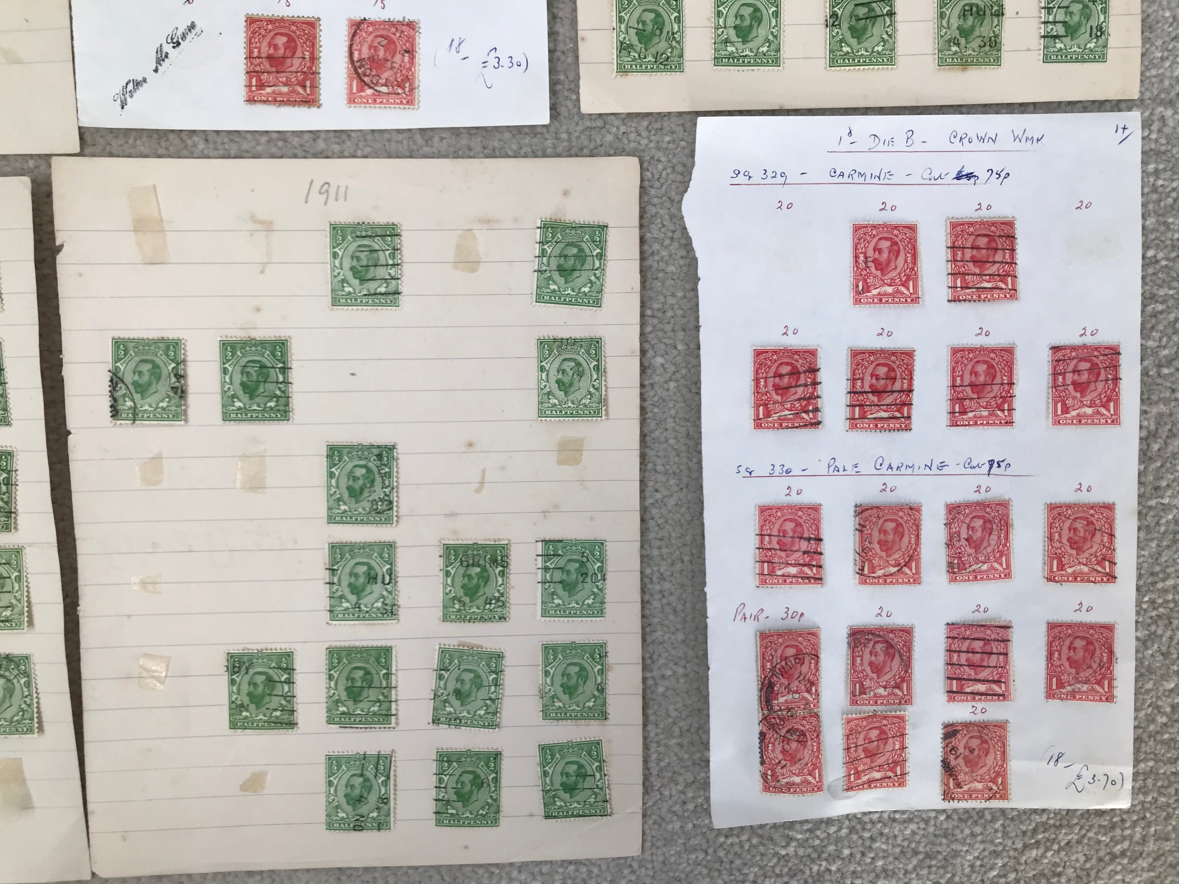 Great Britain 1911-12 Downey Head Stamps Used Selection