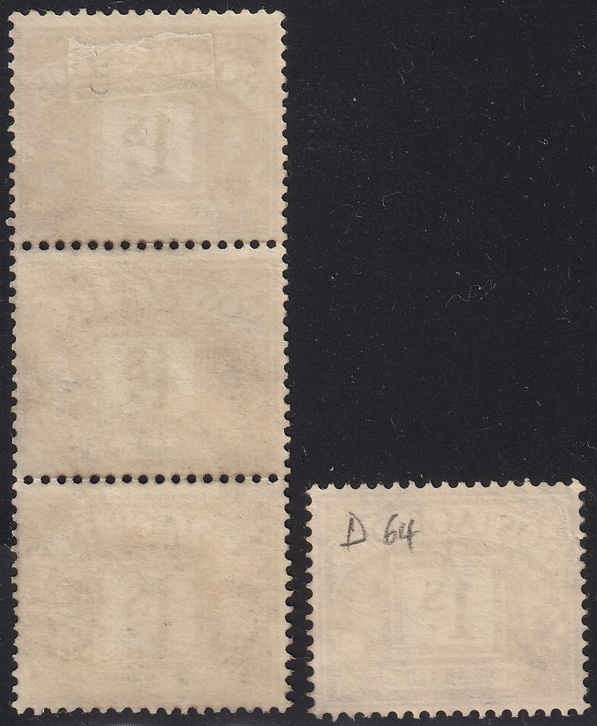 Great Britain 1964 1s Mint Strip of Three Watermark Sideways-Inverted SG D64Wi