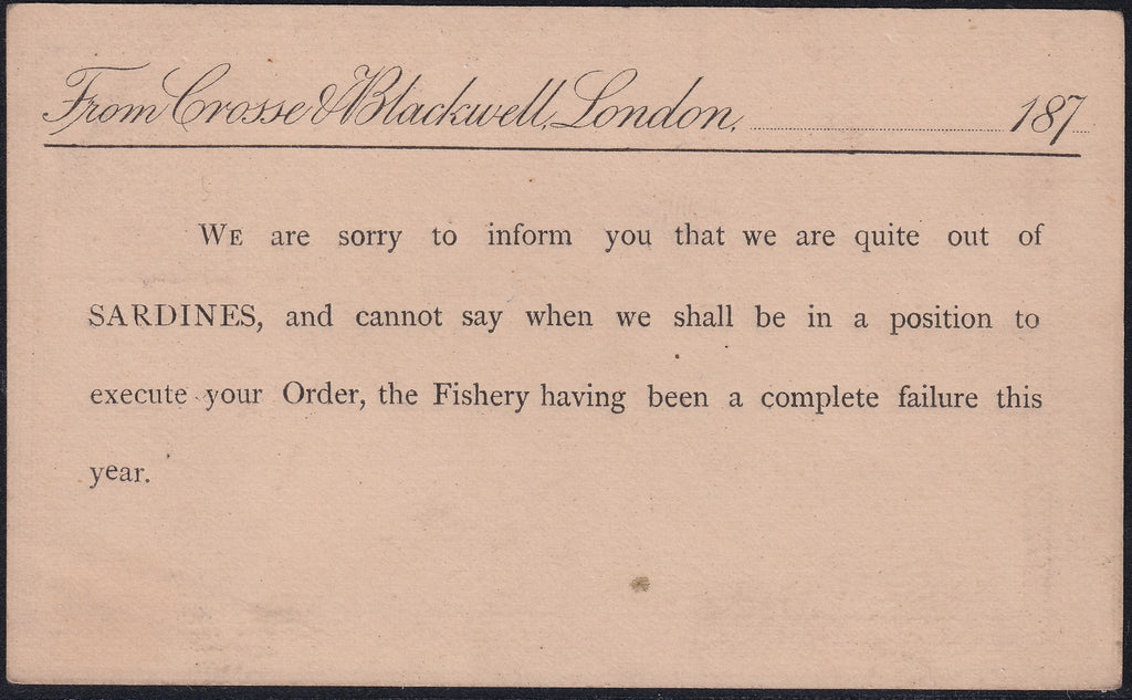 Great Britain 1870s Crosse and Blackwell Unused Halfpenny Advertising Postcard