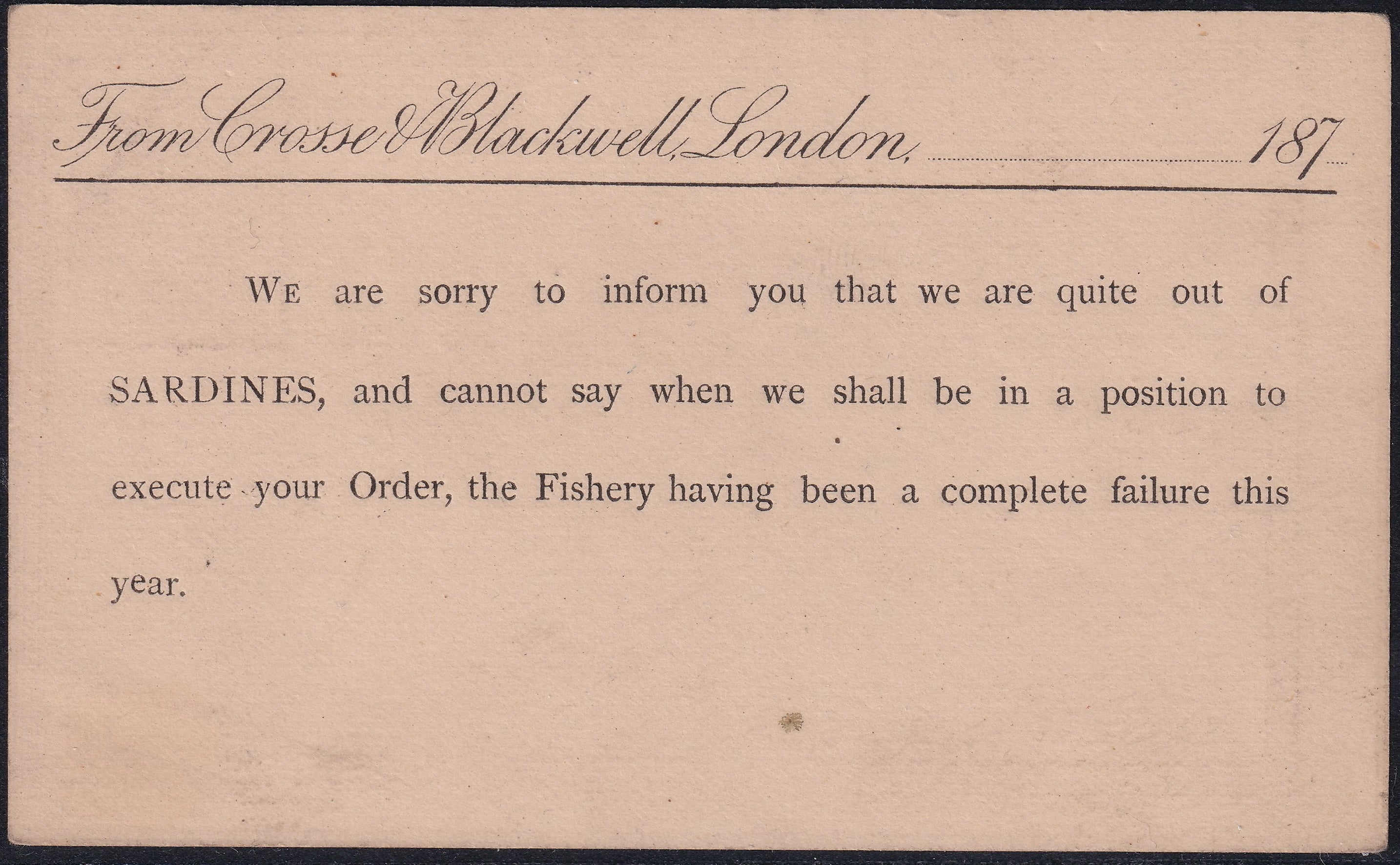 Great Britain 1870s Crosse and Blackwell Unused Halfpenny Advertising Postcard