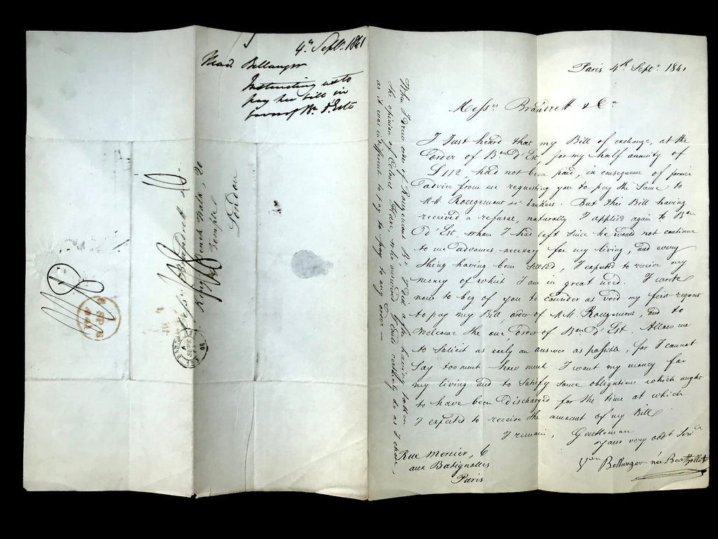 France Postal History 1841 Paris Multi-Rated Entire to London
