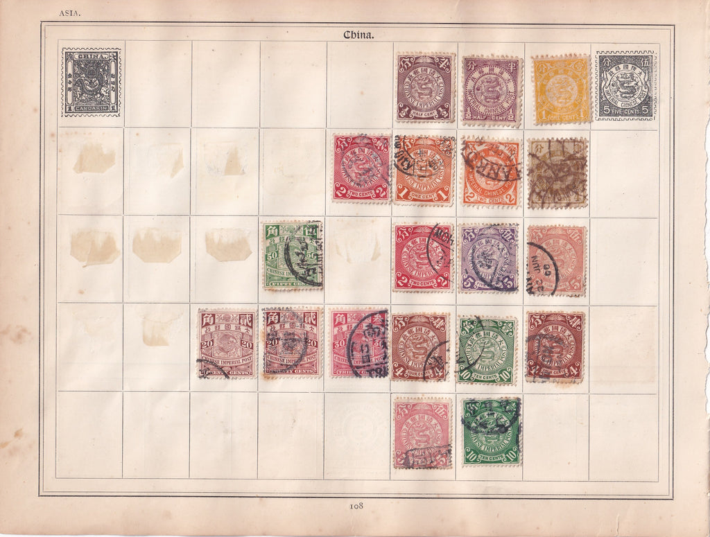 China Early Stamps Issues on Original Album Pages