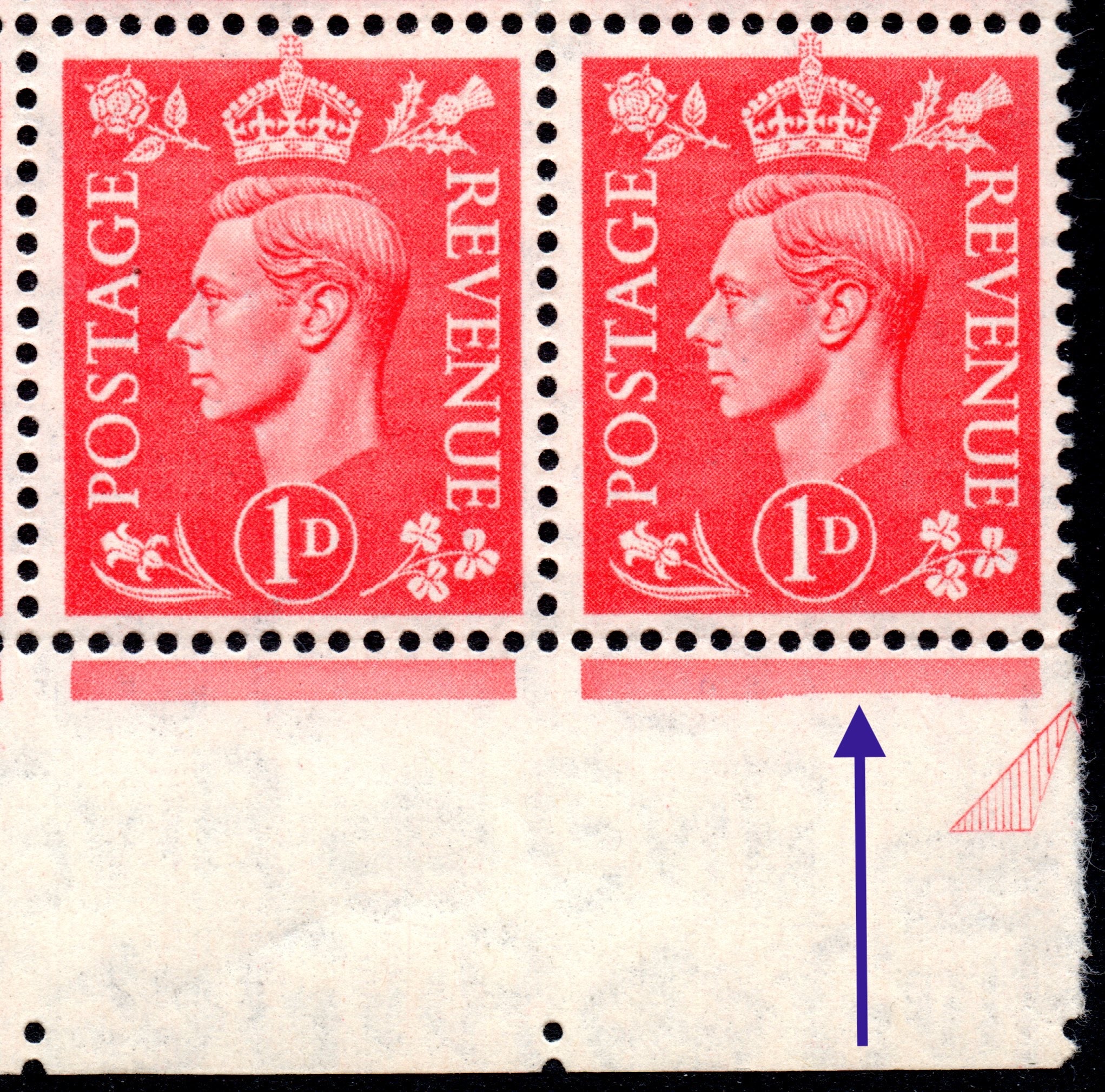 Great Britain 1941 1d Pale Scarlet Cylinder Block of Sixty Unmounted Mint Stamps with Varieties