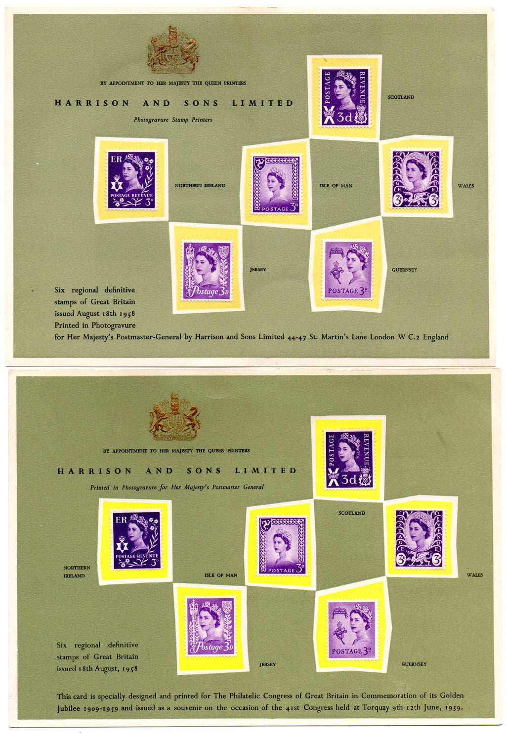 Great Britain 1958-59 Harrison Photogravure Cards Collection